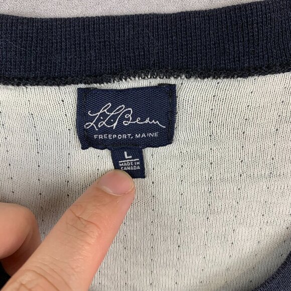 Vtg LL Bean Mens Shirt Large Blue Gray Striped Henley River Driver Double Layer - Picture 2 of 6